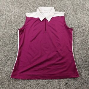 Nike Polo Shirt Womens L Red Fitdry Center Swoosh Golf Sleeveless Performance